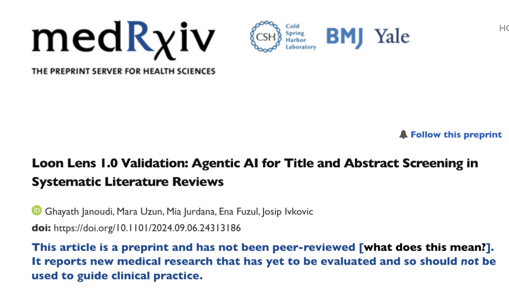 Photo of Loon Lens 1.0 Scientific Validation Paper: Agentic AI for Title and Abstract Screening in Systematic Literature Reviews